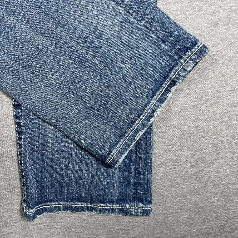 Miss Me Jeans Juniors 14 Blue Bootcut Mid Rise Embroidered Rhinestone Studded